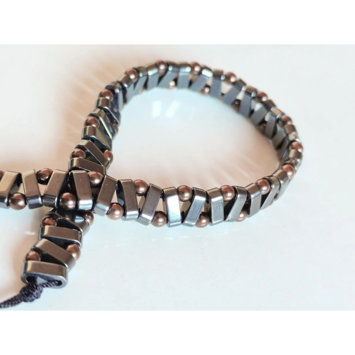 Gri Hematit Taşlı Ayarlanabilir Erkek Bileklik