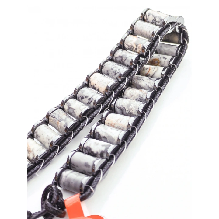 Gri Jespar Doğal Taş Örme Erkek Bilekliği