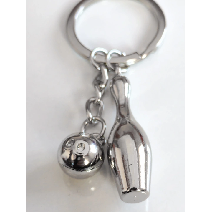 Gümüş Renkli Bowling Topu ve Labut Metal Anahtarlık
