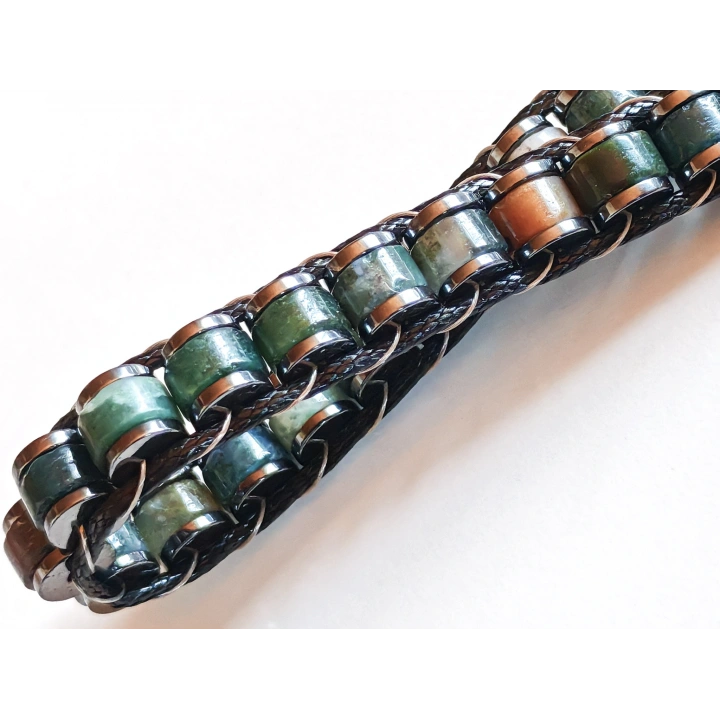 Hint Akik Doğal Taş Örme Erkek Bilekliği 6X3 mm