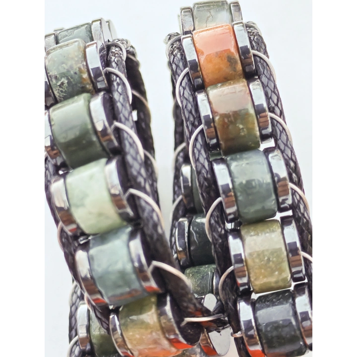 Hint Akik Doğal Taş Örme Erkek Bilekliği 6X3 mm