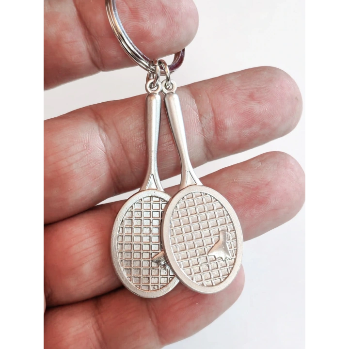 İki Adet Raketli Metal Anahtarlık