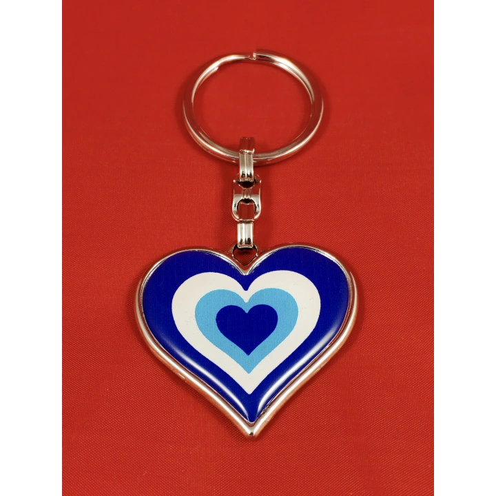 Nazar Temalı Kalp Şeklinde Metal Anahtarlık