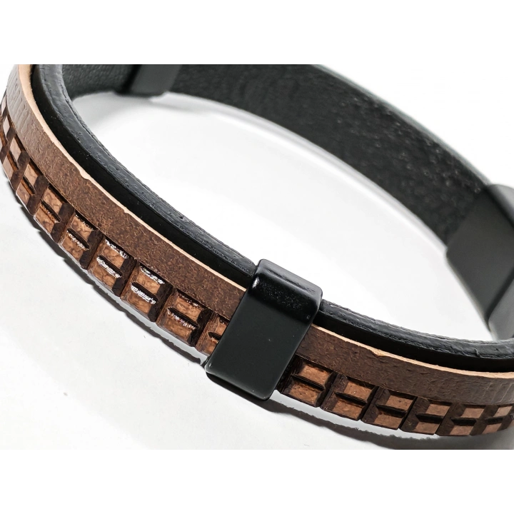 Karizmatik Koyu Kahverengi Erkek Deri Bileklik