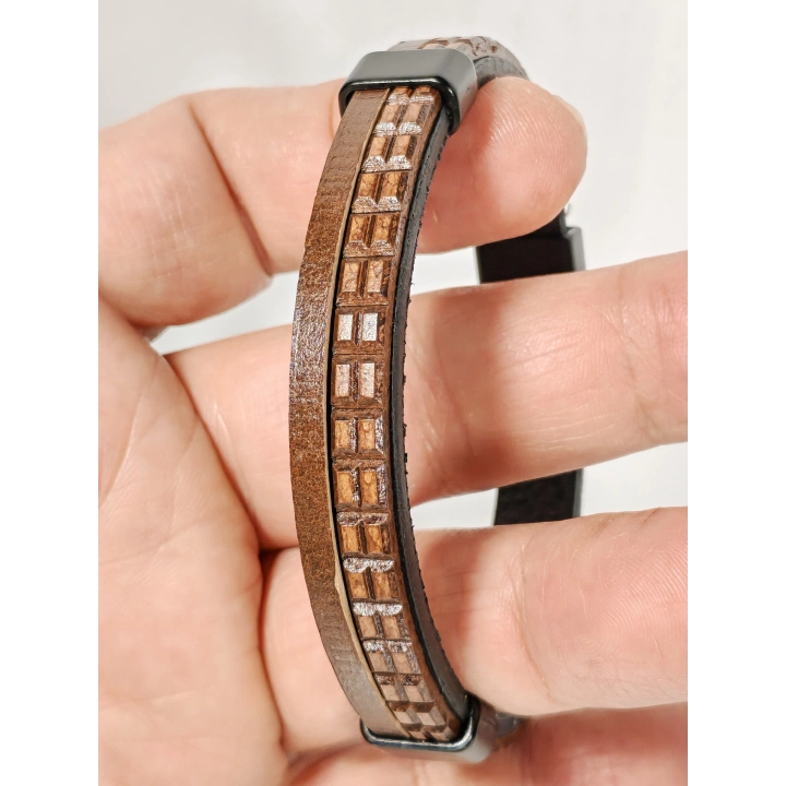 Karizmatik Koyu Kahverengi Erkek Deri Bileklik