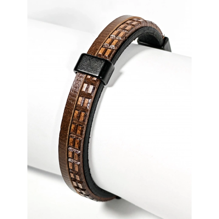 Karizmatik Koyu Kahverengi Erkek Deri Bileklik