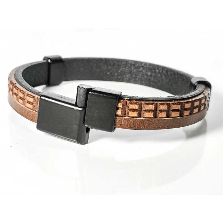 Karizmatik Koyu Kahverengi Erkek Deri Bileklik