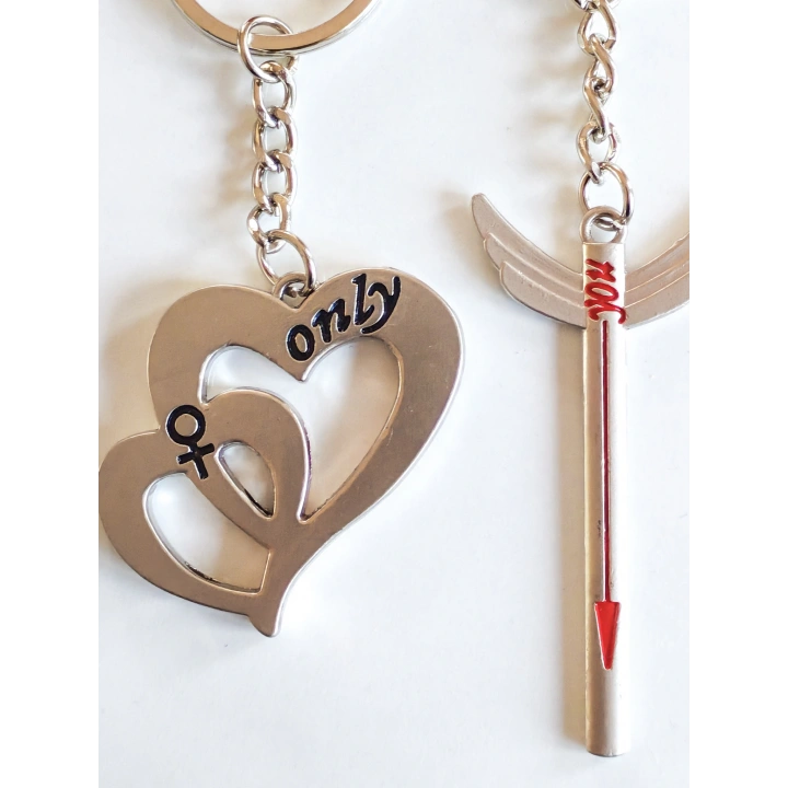 Kalp ve Kılıç İkiz Metal Anahtarlık