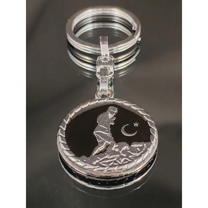 Atatürk Silüetli Siyah Metal Anahtarlık