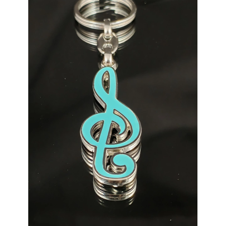 Mavi Sol Anahtarı Metal Anahtarlık