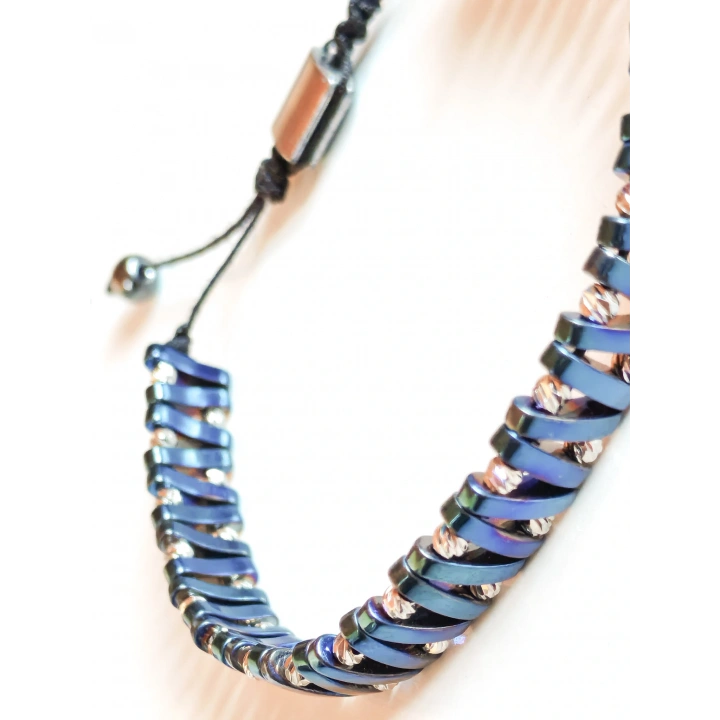 Mavi Hematit Taşlı Ayarlanabilir Erkek Bileklik