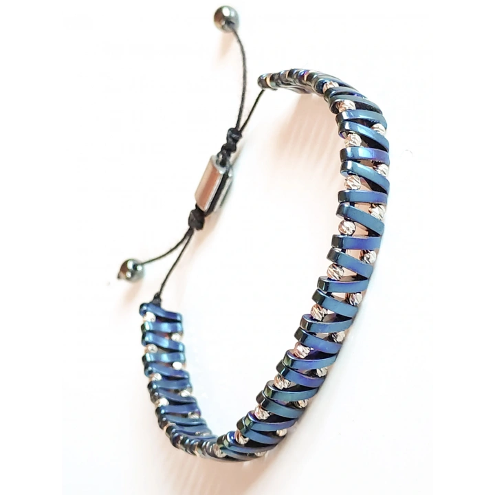 Mavi Hematit Taşlı Ayarlanabilir Erkek Bileklik