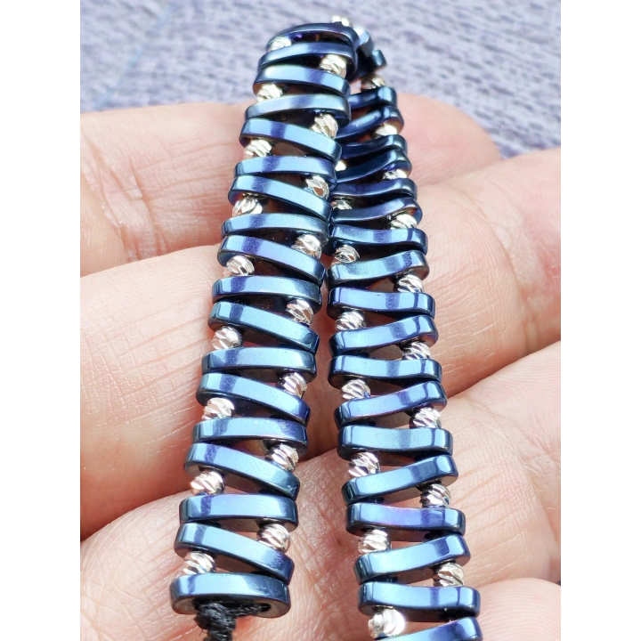 Mavi Hematit Taşlı Ayarlanabilir Erkek Bileklik