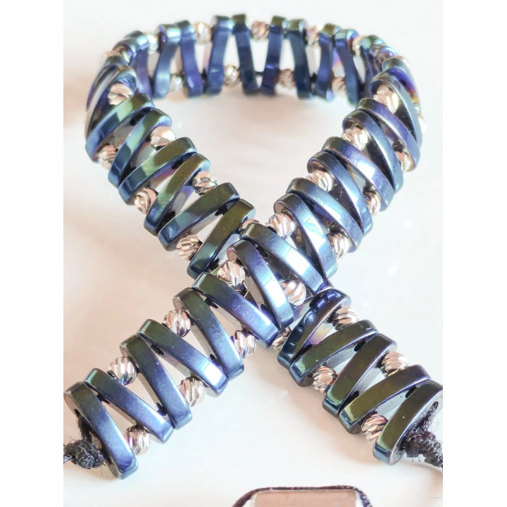 Mavi Hematit Taşlı Ayarlanabilir Erkek Bileklik