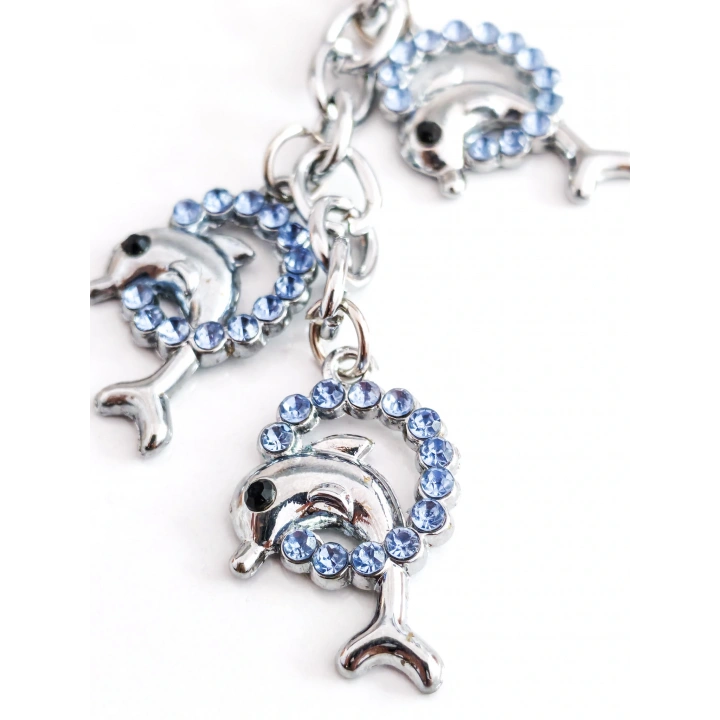 Mavi Taşlı Yunus Balıklı Metal Anahtarlık