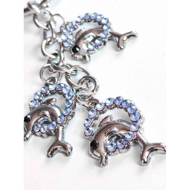 Mavi Taşlı Yunus Balıklı Metal Anahtarlık