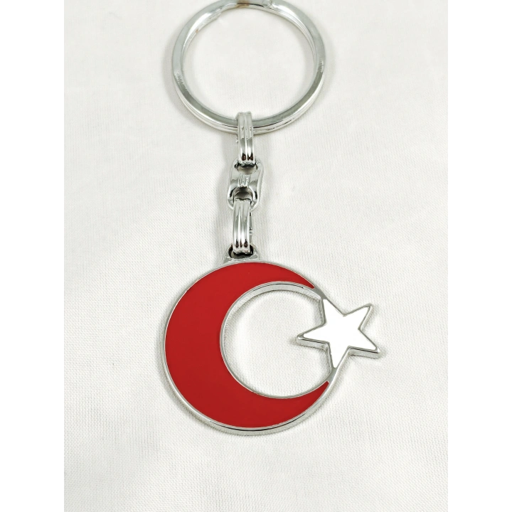 Ay ve Yıldız formunda Metal Anahtarlık
