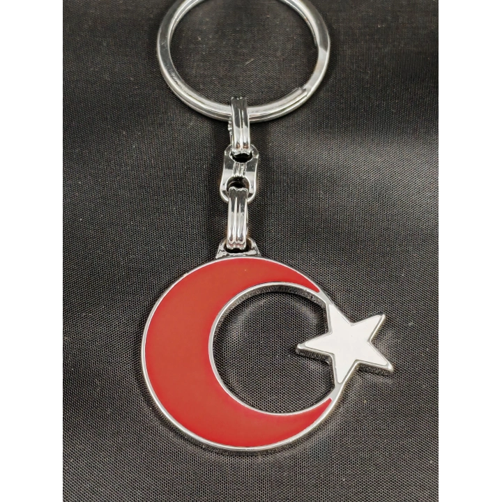 Ay ve Yıldız formunda Metal Anahtarlık