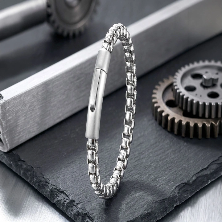 Moncuk Design  Tekli 4mm Arnavut Model Çelik Zincir Erkek Bileklik – Çelik Kilitli 33515B2D6