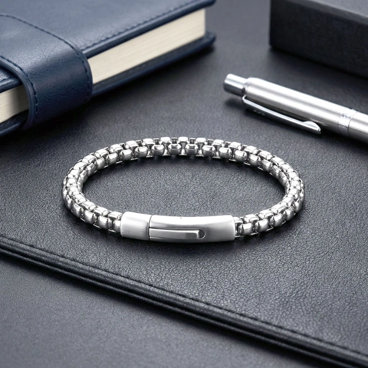 Moncuk Design  Tekli 4mm Arnavut Model Çelik Zincir Erkek Bileklik – Çelik Kilitli 33515B2D6