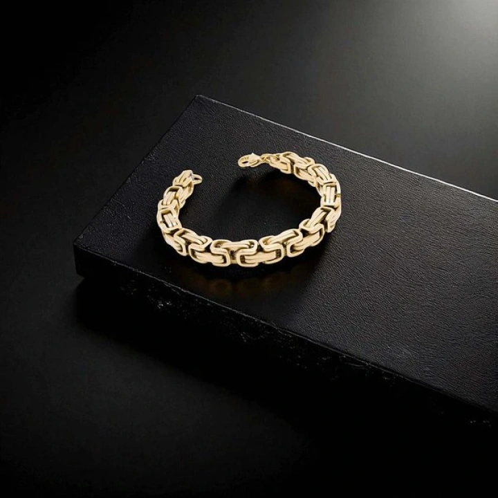 Moncuk Design 8Mm Sarı Kral Çelik Zincir Bileklik 3351CZB1D32