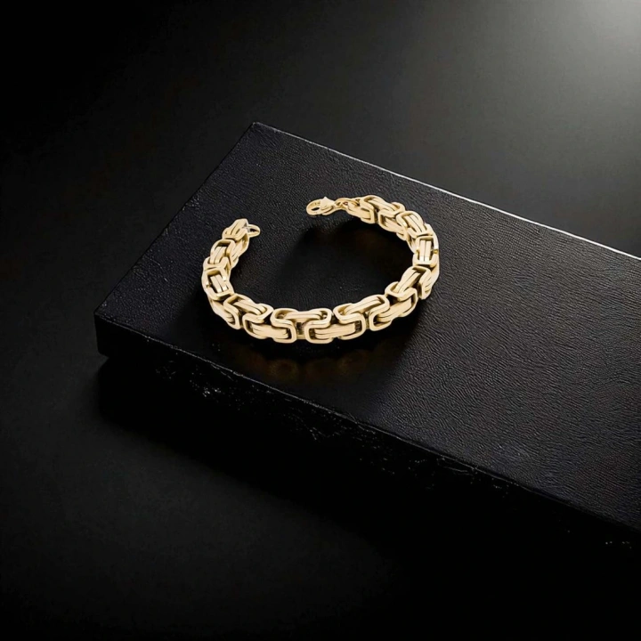 Moncuk Design 8Mm Sarı Kral Çelik Zincir Bileklik 3351CZB1D32