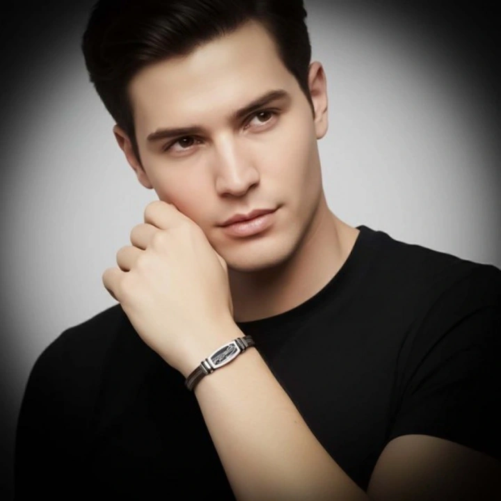 Moncuk Design Atatürk İmzalı Çelik Halatlı Erkek Deri Bileklik 33514B17D2