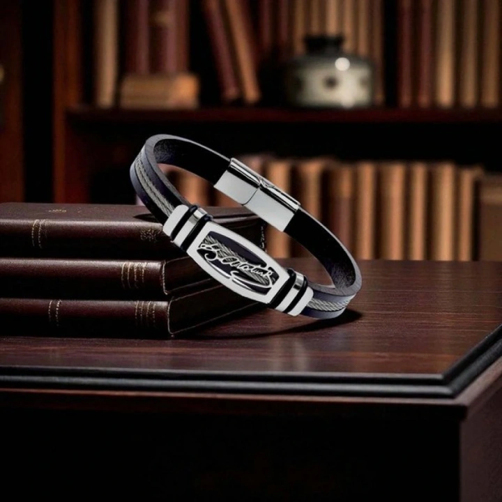 Moncuk Design Atatürk İmzalı Çelik Halatlı Erkek Deri Bileklik 33514B17D2