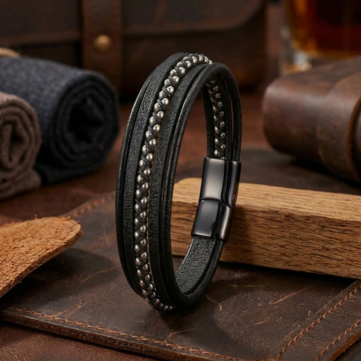 Moncuk Design Beyaz Hematit Ve Çoklu Deri Bileklik 33514B3D1