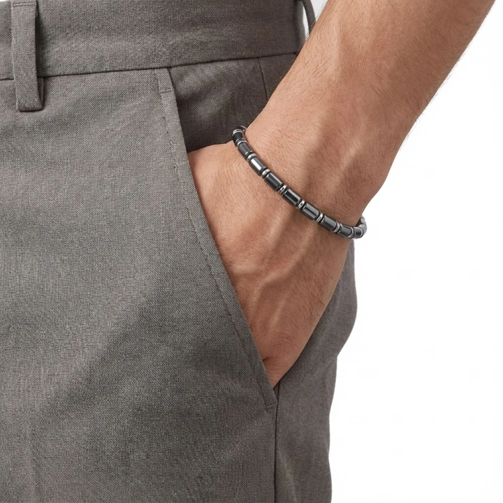 Moncuk Design Boru Hematit Ayaranabilir Çelik Zincir Bileklik 33512B10D6