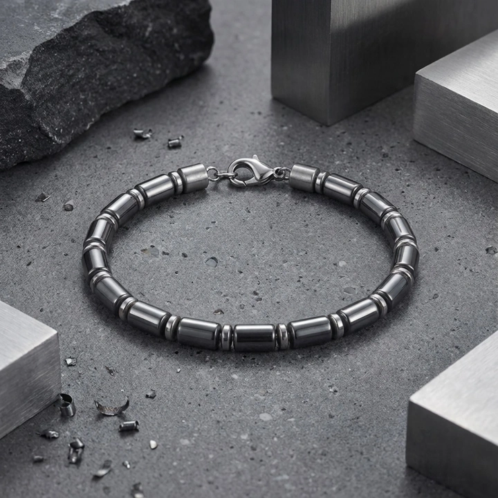 Moncuk Design Boru Hematit Ayaranabilir Çelik Zincir Bileklik 33512B10D6