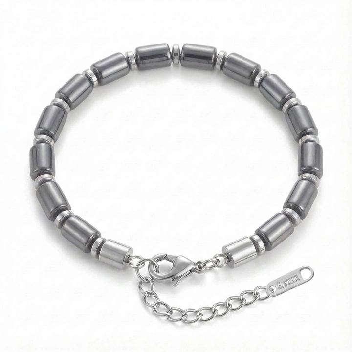 Moncuk Design Boru Hematit Ayaranabilir Çelik Zincir Bileklik 33512B10D6