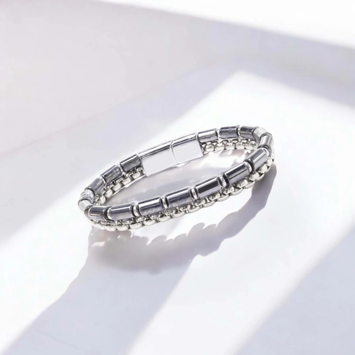 Moncuk Design Boru Kesim Hematit Ve Çelik Zincir Bileklik 33512B21D2