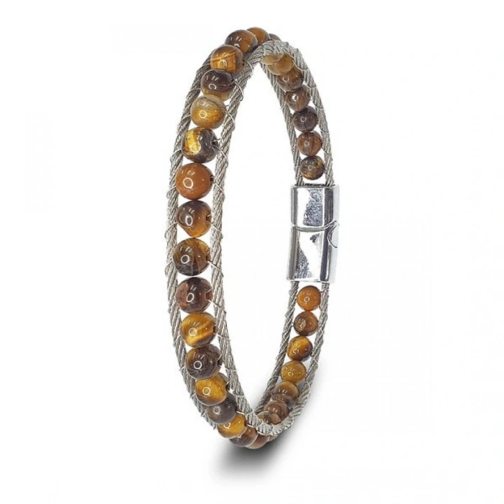 Moncuk Design Çelik Halat Ve Kaplan Gözü Doğaltaş Bileklik 33512B2DH13