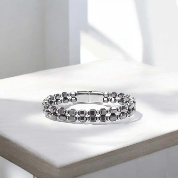 Moncuk Design Çelik Halatlı Elmas Kesim Hematit Ayarlanabilir Bileklik 33512B20D2