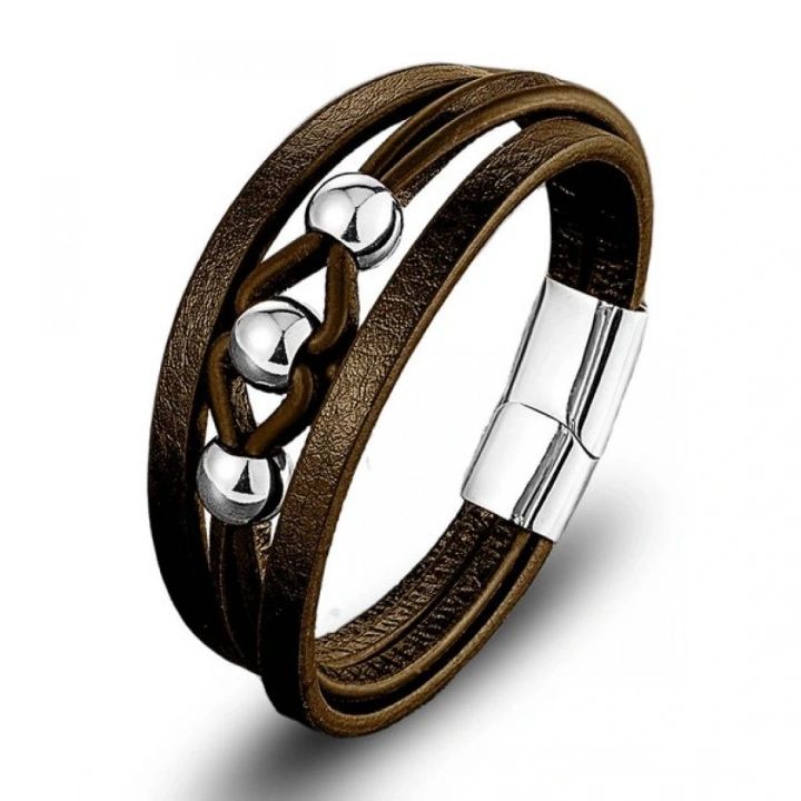 Moncuk Design Çelik Top Ve Kahve Deri Bileklik 33514B8D2