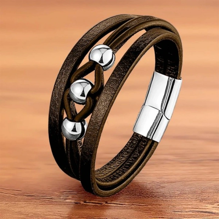 Moncuk Design Çelik Top Ve Kahve Deri Bileklik 33514B8D2