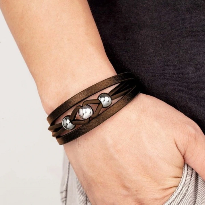 Moncuk Design Çelik Top Ve Kahve Deri Bileklik 33514B8D2