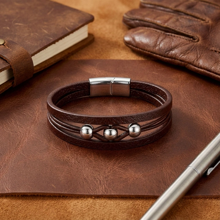 Moncuk Design Çelik Top Ve Kahve Deri Bileklik 33514B8D2