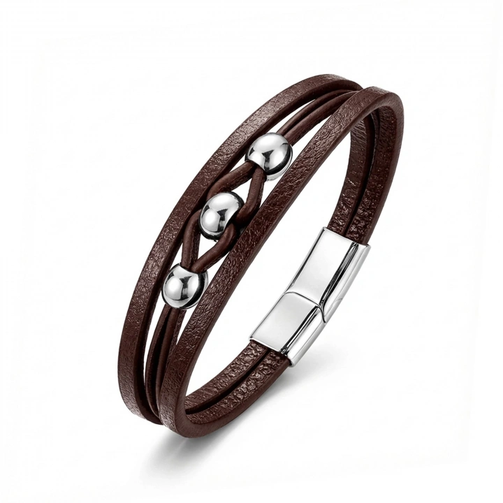 Moncuk Design Çelik Top Ve Kahve Deri Bileklik 33514B8D2