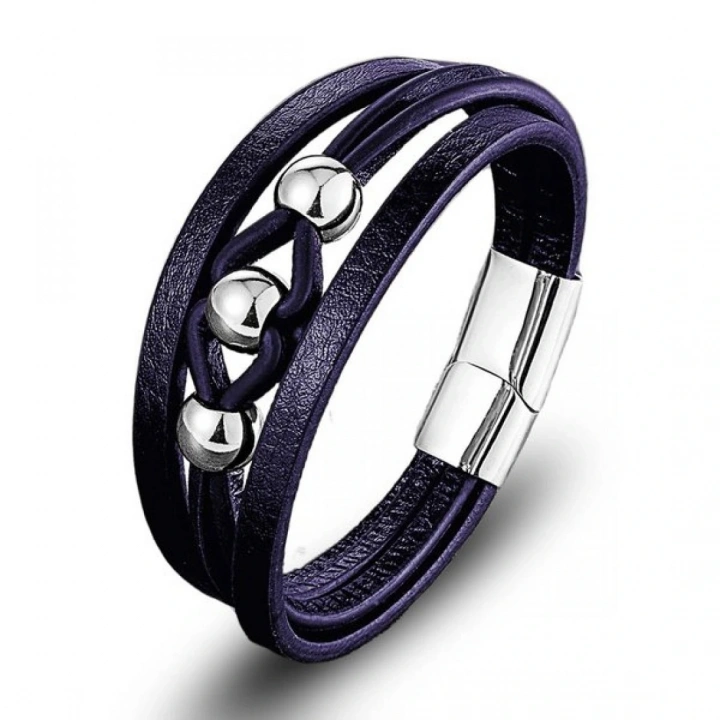 Moncuk Design Çelik Top Ve Lacivert Deri Bileklik 33514B8D3