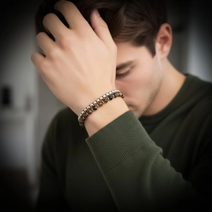 Moncuk Design Çelik Zincirli Kaplan Gözü Ve Hematit Bileklik 33512B21D8