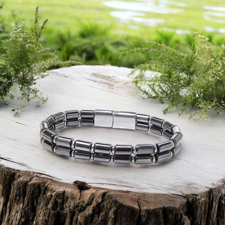 Moncuk Design Çift Boru Hematit Ve Çelik Zincir Bileklik 33512B20D1