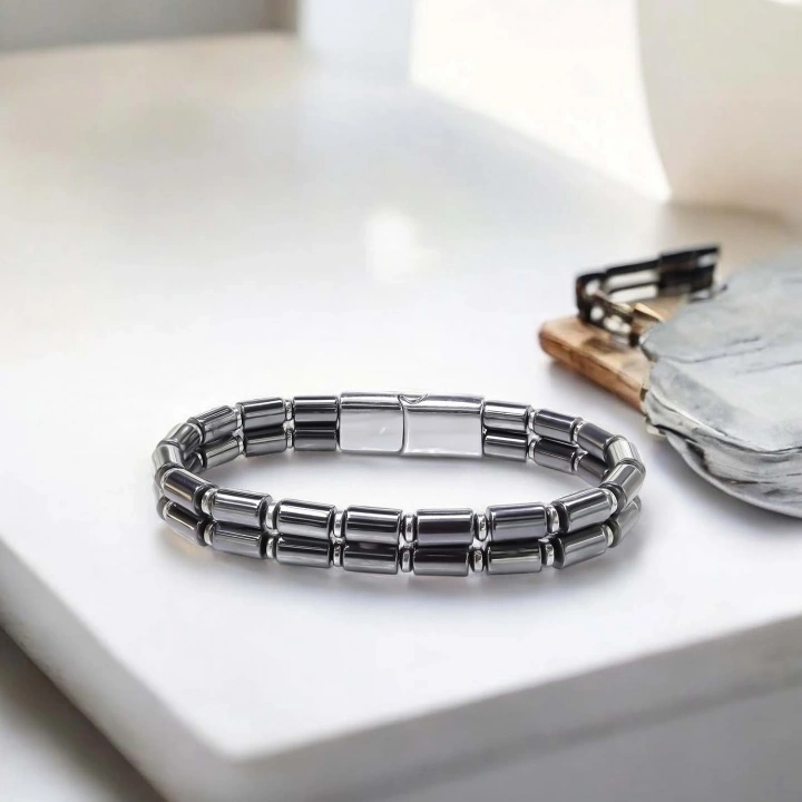 Moncuk Design Çift Boru Hematit Ve Çelik Zincir Bileklik 33512B20D1