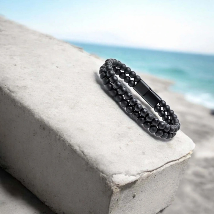 Moncuk Design Çift Oniks Çelik Bileklik 33512B20D5