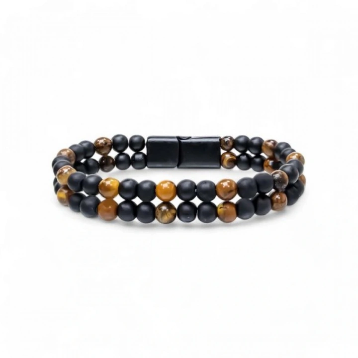 Moncuk Design Çift Oniks Ve Kaplangözü Çelik Bileklik 33512B20D4