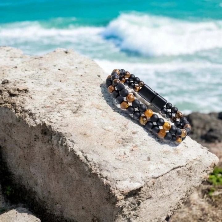 Moncuk Design Çift Oniks Ve Kaplangözü Çelik Bileklik 33512B20D4