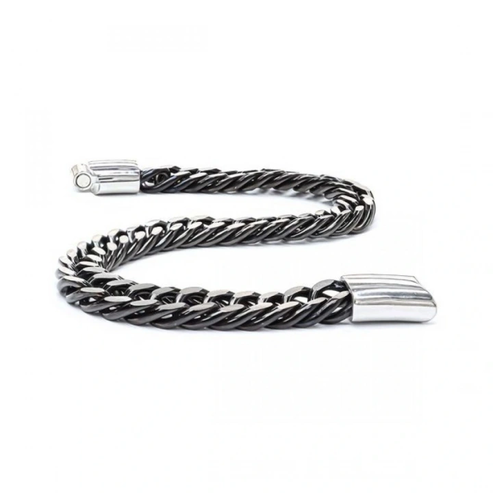 Moncuk Design Çift Sıra Otantik Çelik Zincir Bileklik 33515B2D2