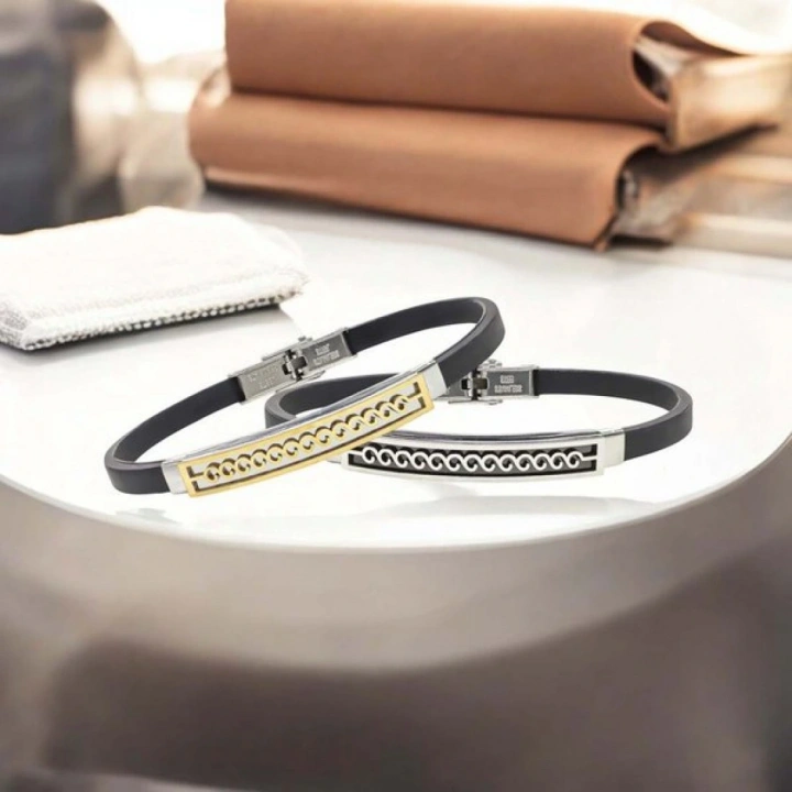 Moncuk Design Deniz Dalgası Desenli Çelik Bileklik 3351SCB020