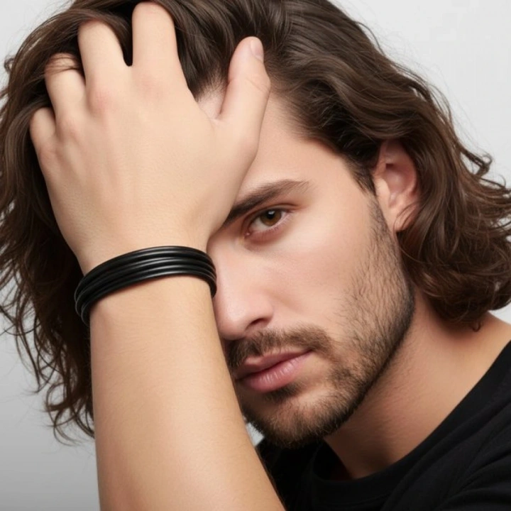 Moncuk Design Erkek Bileklik | Siyah Çoklu Katmanlı Tasarım 33513B13D2